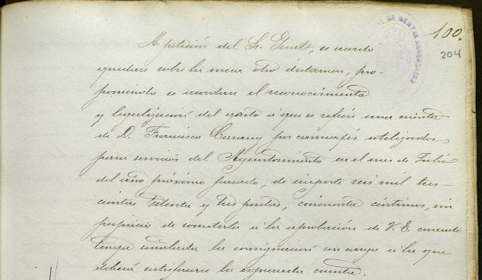 Pàgina 4 de l'acta de la sessió, manuscrit del segle XIX