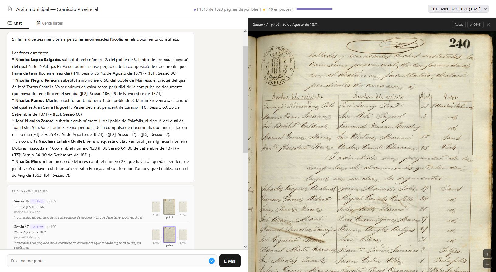 Captura de la demo sobre els llibres d'actes
